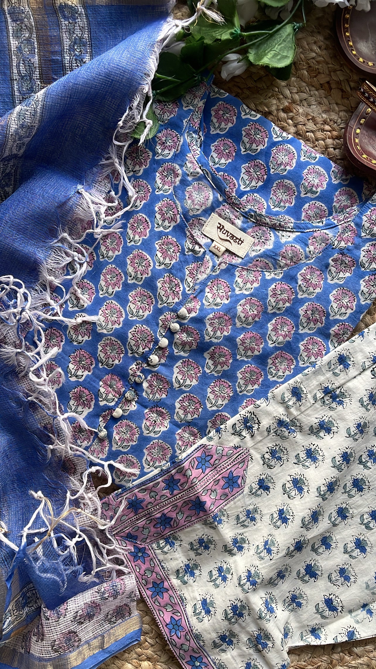 Hand Block Small Print Suit Set