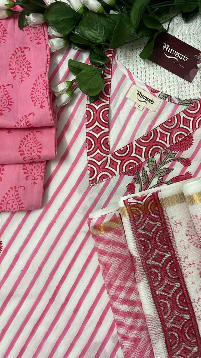 Handblocked Print Cotton Suit Set